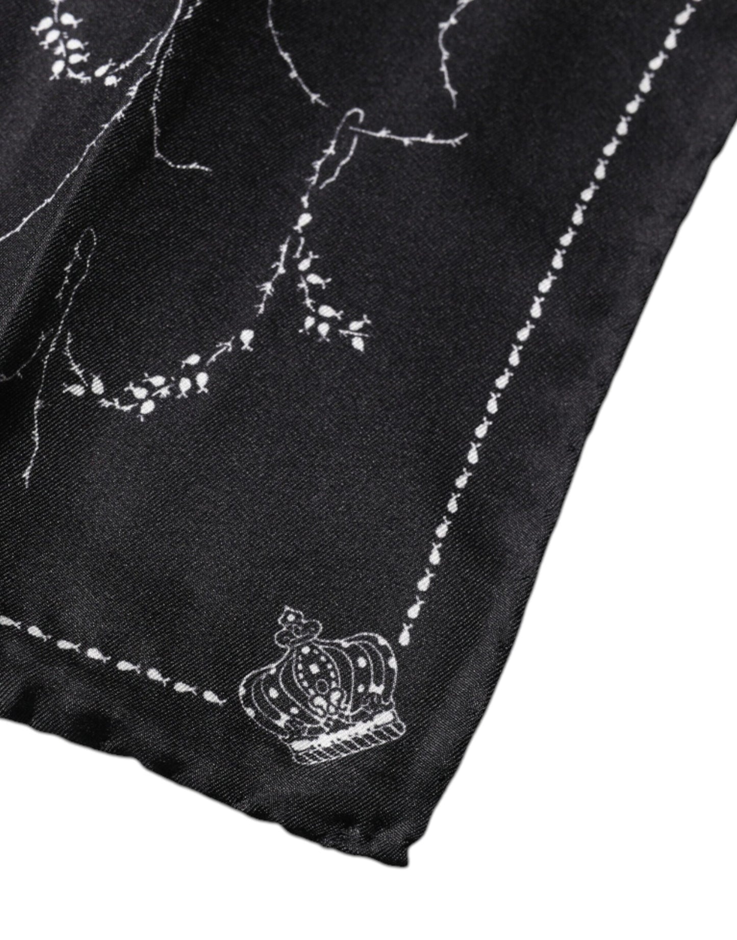 Dolce & Gabbana – Schwarz gemusterter Seidentaschentuchschal