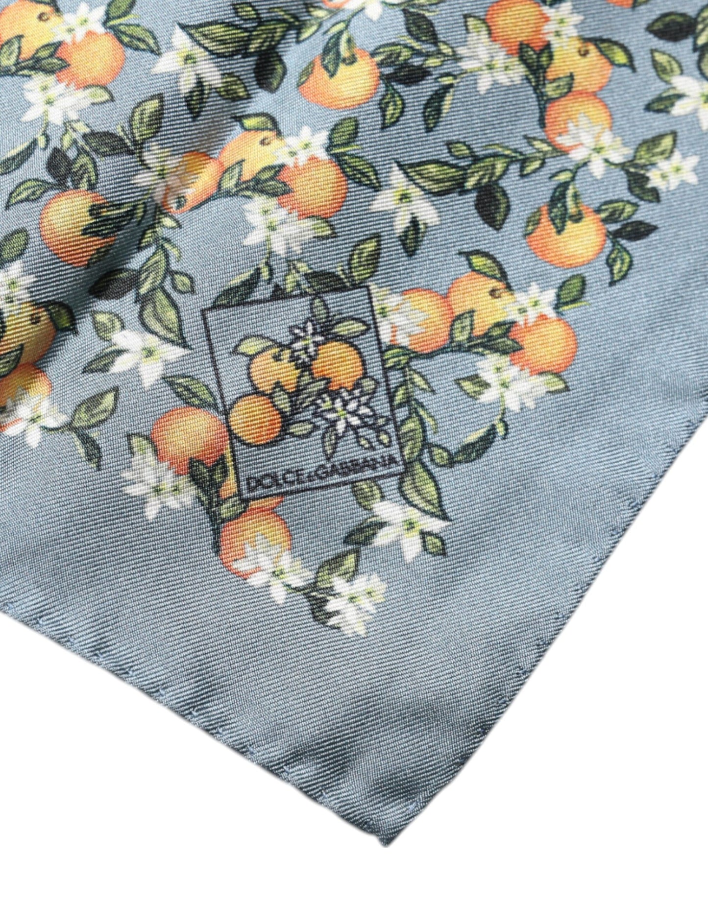 Dolce & Gabbana Grau Orange Seidenquadrat Taschentuch Schal