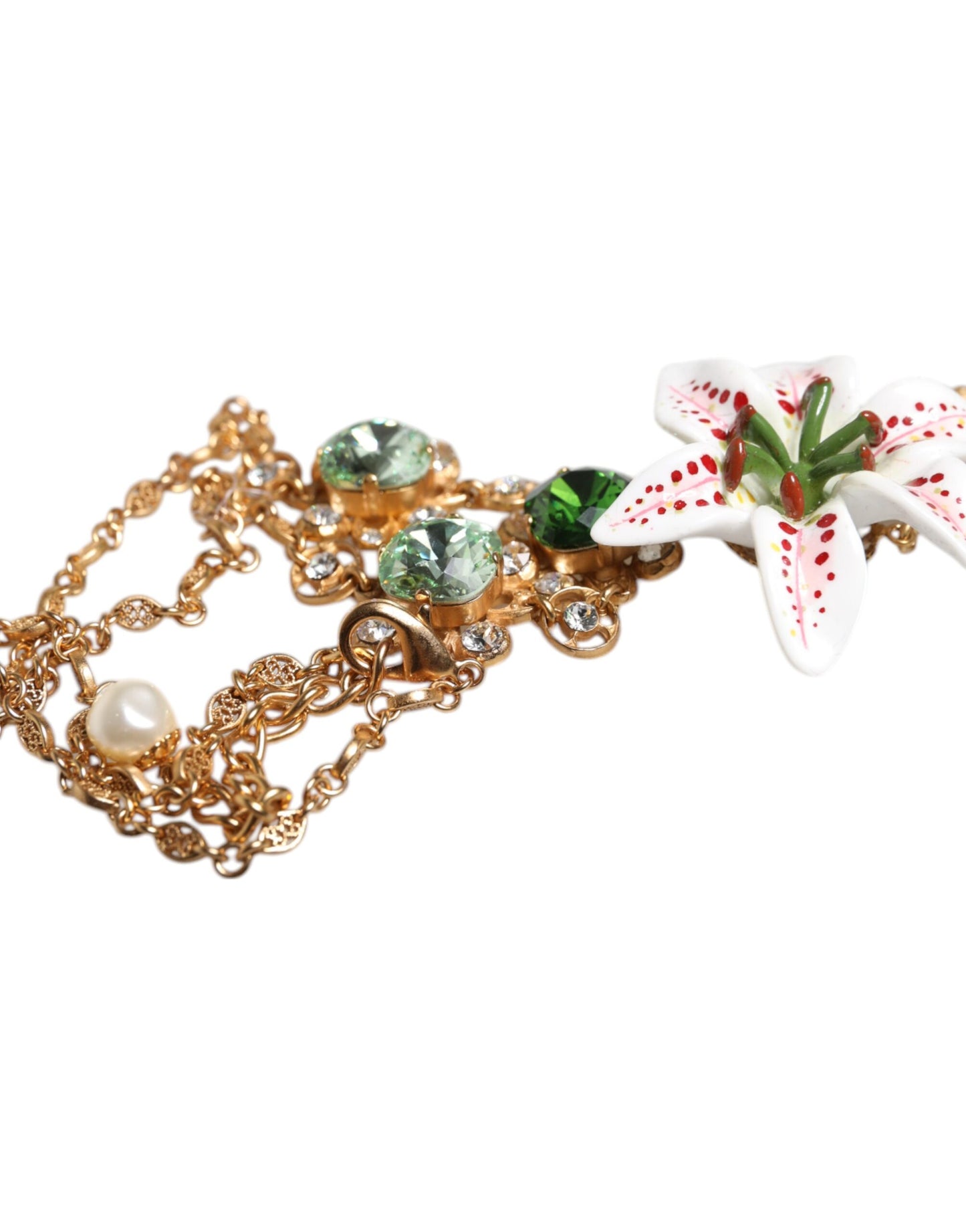 Dolce & Gabbana Halskette mit Herzanhänger aus goldenem Messing mit Lilienkristall