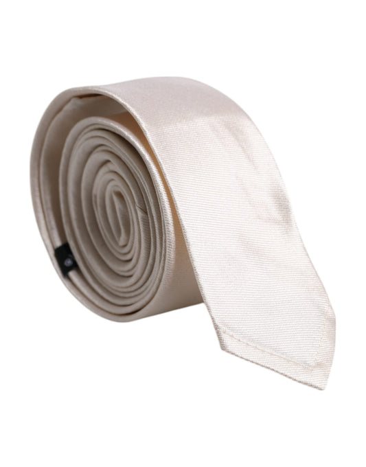 Dolce & Gabbana, verstellbare Krawatte aus massiver Seide, Weiß