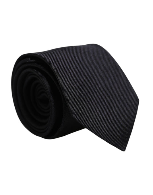 Dolce & Gabbana Black Solid Silk Adjustable Necktie Tie
