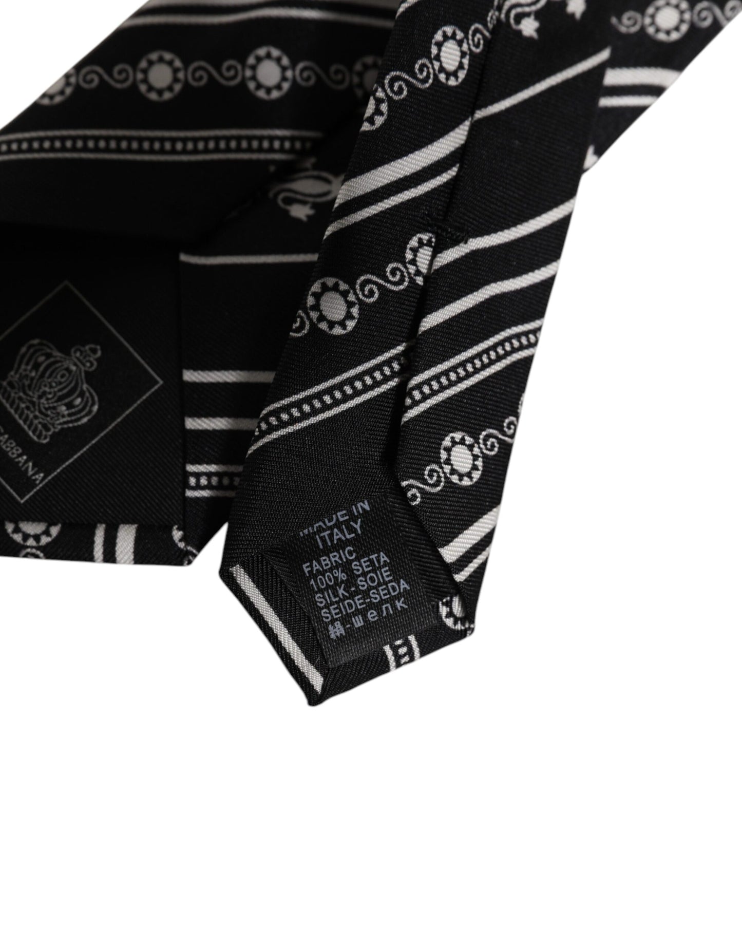 Dolce & Gabbana – Verstellbare Seidenkrawatte mit schwarzen und weißen Streifen