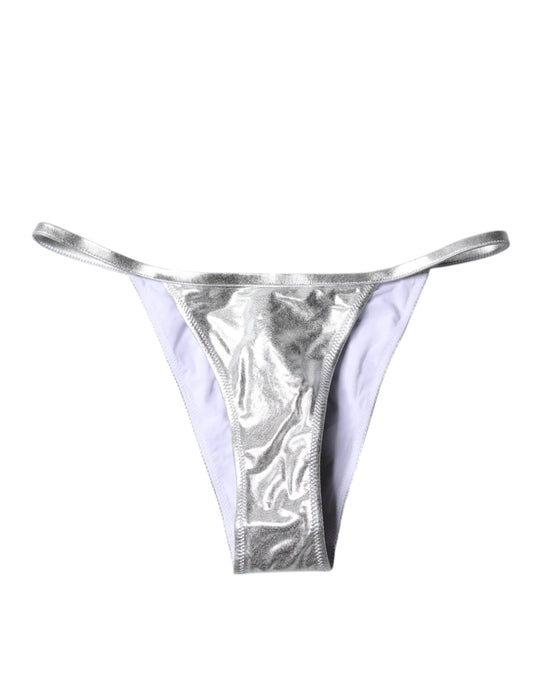 Dolce & Gabbana Silber Polyester Beachwear Bikini Bottom Bademode