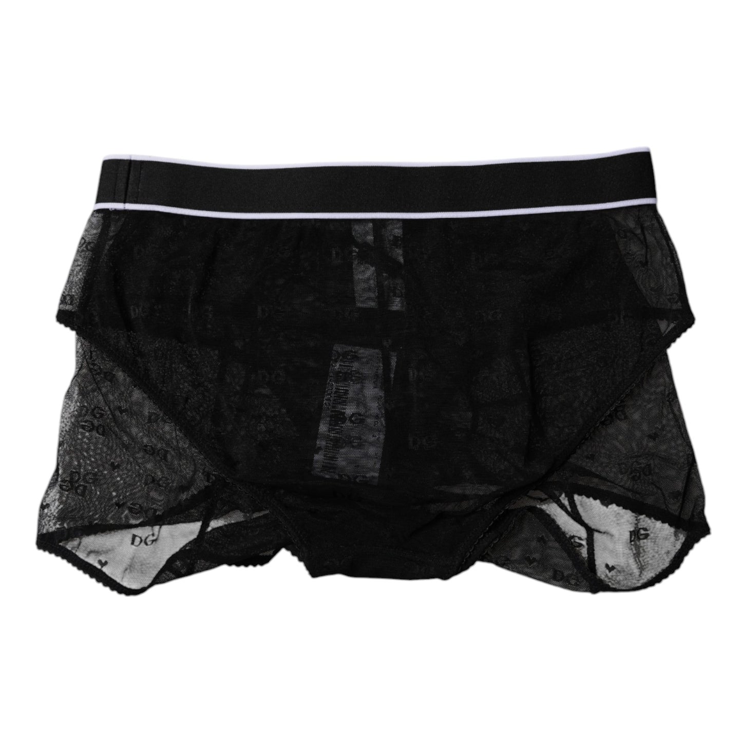 Dolce & Gabbana – Schwarze Nylon-Höschen mit mittlerer Taille aus Tüll