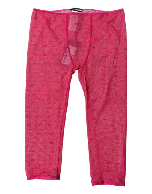 Dolce & Gabbana – Kurze, enge Unterwäsche aus Spitze mit Logo in Fuchsia