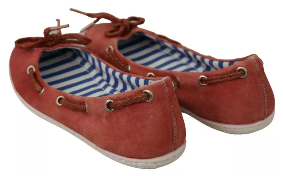 Pantofola D'Oro – Ballerinas aus Wildleder in Koralle mit Schleife und Spitze