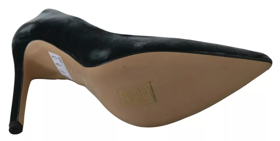 Ovyé – Graue Pumps aus Samt mit Stilettoabsatz