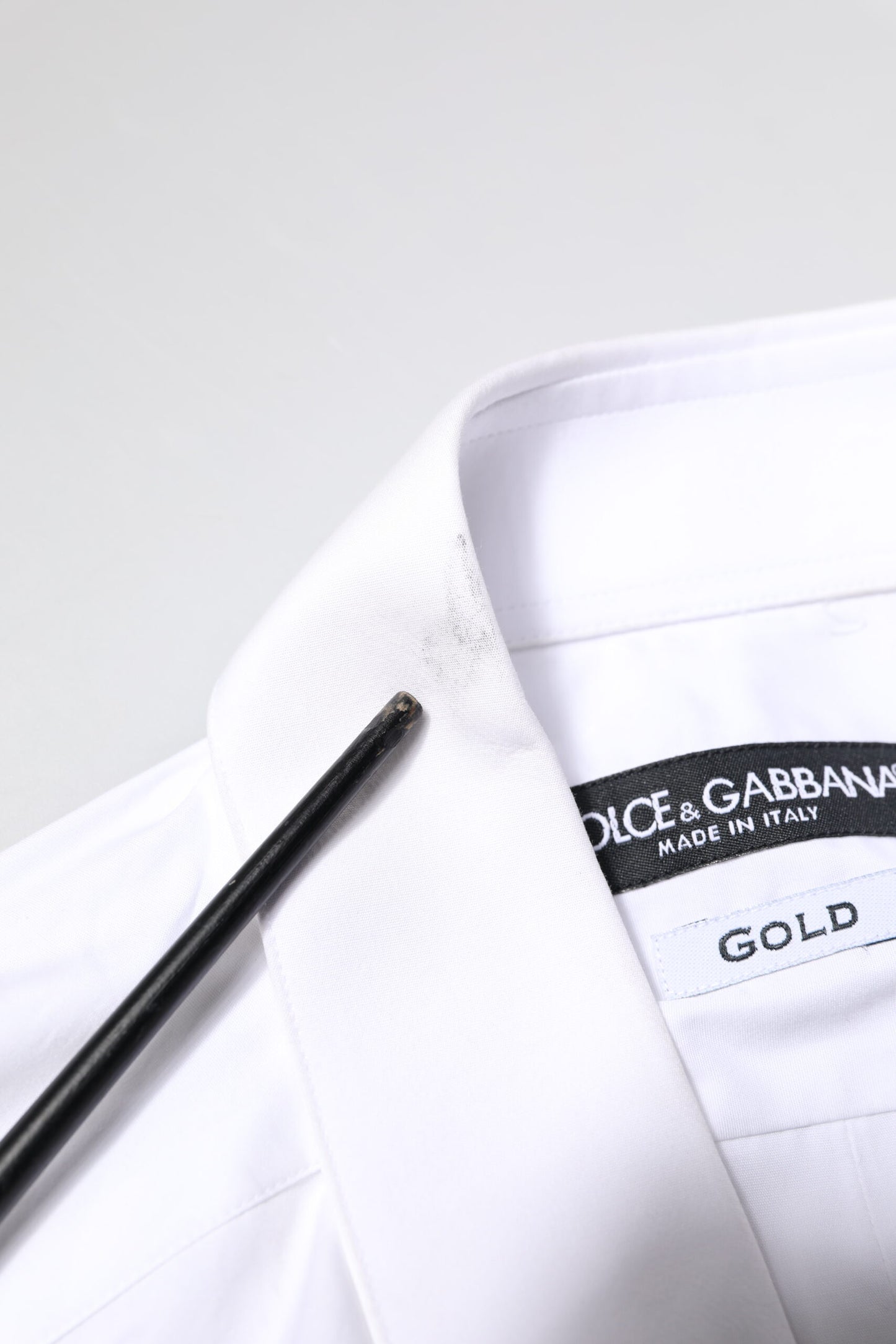 Dolce & Gabbana Weiß GOLD Baumwolle Langarm Herren Hemd