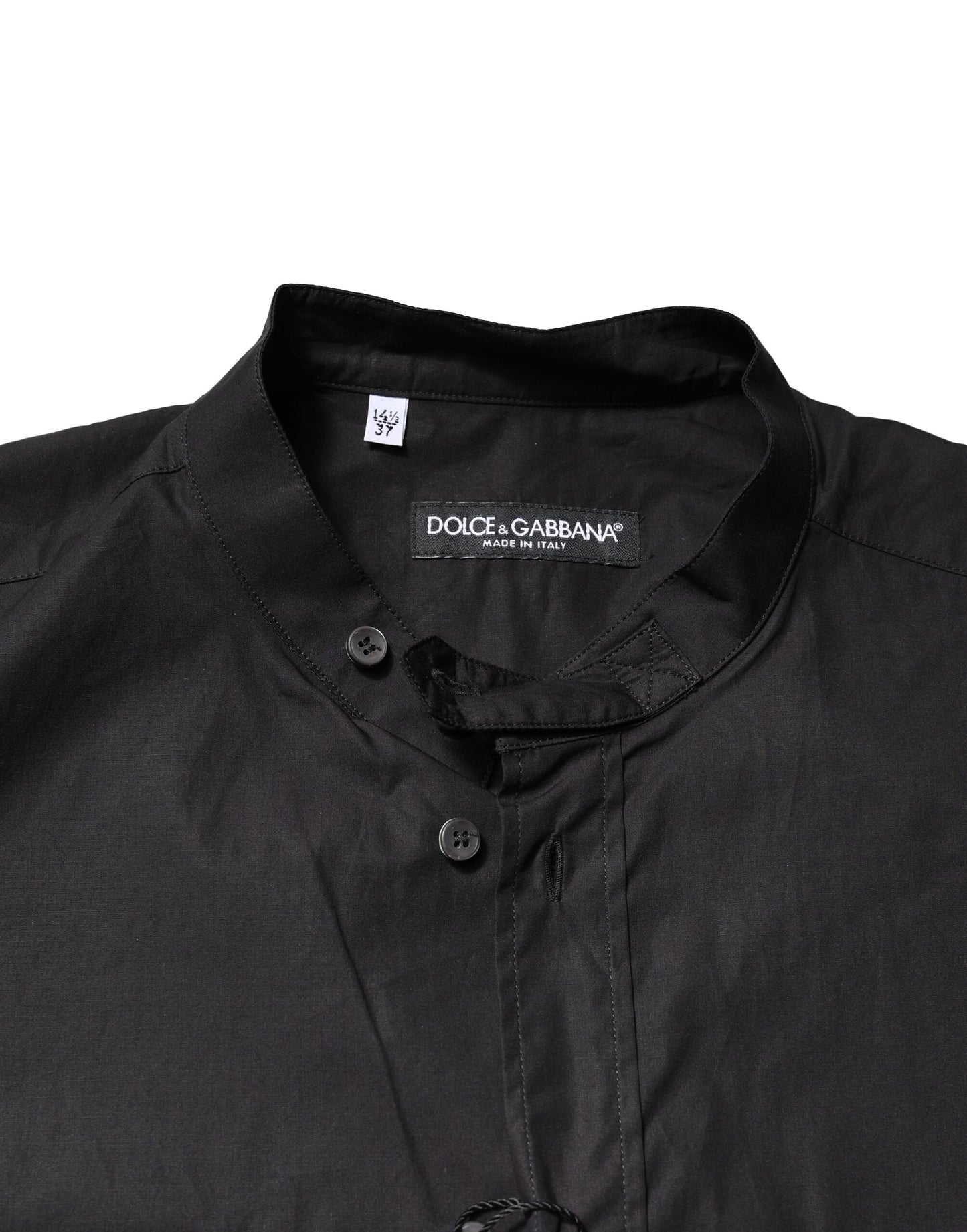 Dolce & Gabbana Schwarzes Baumwoll-Button-Down-Freizeithemd für Herren