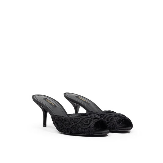 Dolce & Gabbana Black Cotton Mules