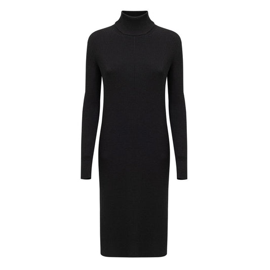 Langes Kleid aus schwarzer Wolle von Bottega Veneta