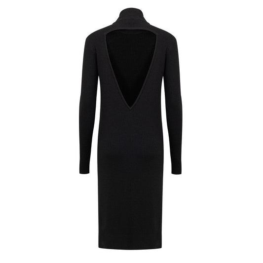 Langes Kleid aus schwarzer Wolle von Bottega Veneta