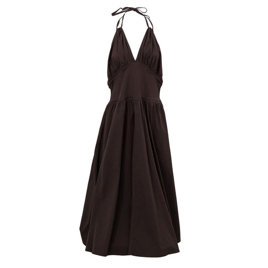 Langes Kleid aus brauner Baumwolle von Bottega Veneta
