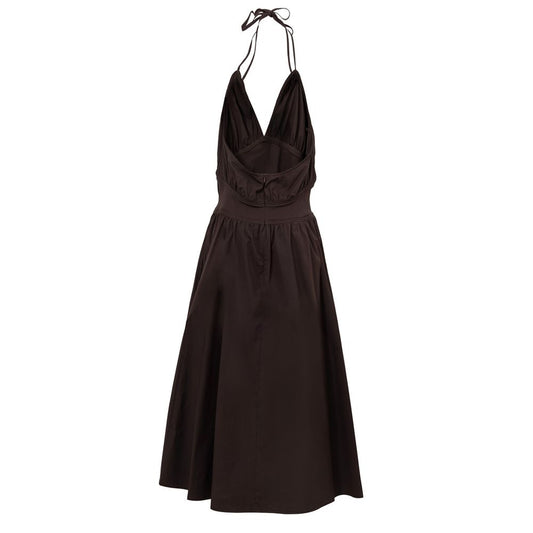 Langes Kleid aus brauner Baumwolle von Bottega Veneta