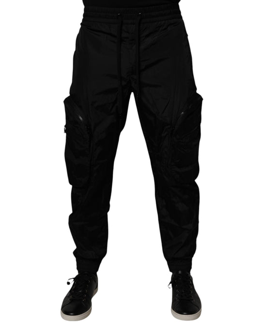 Dolce & Gabbana Schwarze Nylon Cargo Jogger Herren Jogginghose