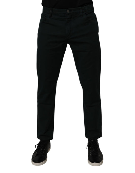Dolce & Gabbana Dunkelgrüne, lockere Herren-Jeans aus Baumwolle