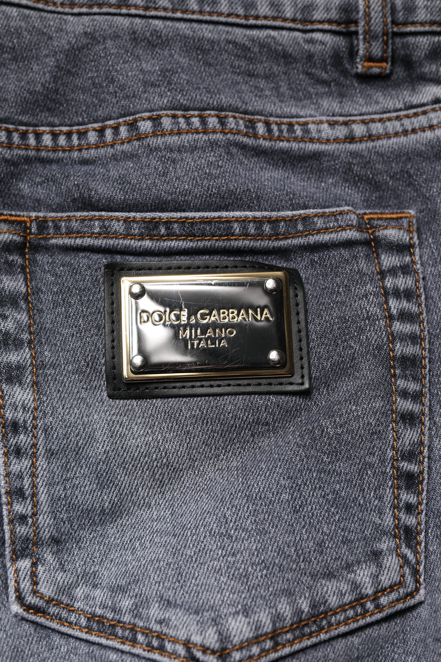 Dolce & Gabbana Dark Gray Cotton Stretch Skinny Denim Jeans
