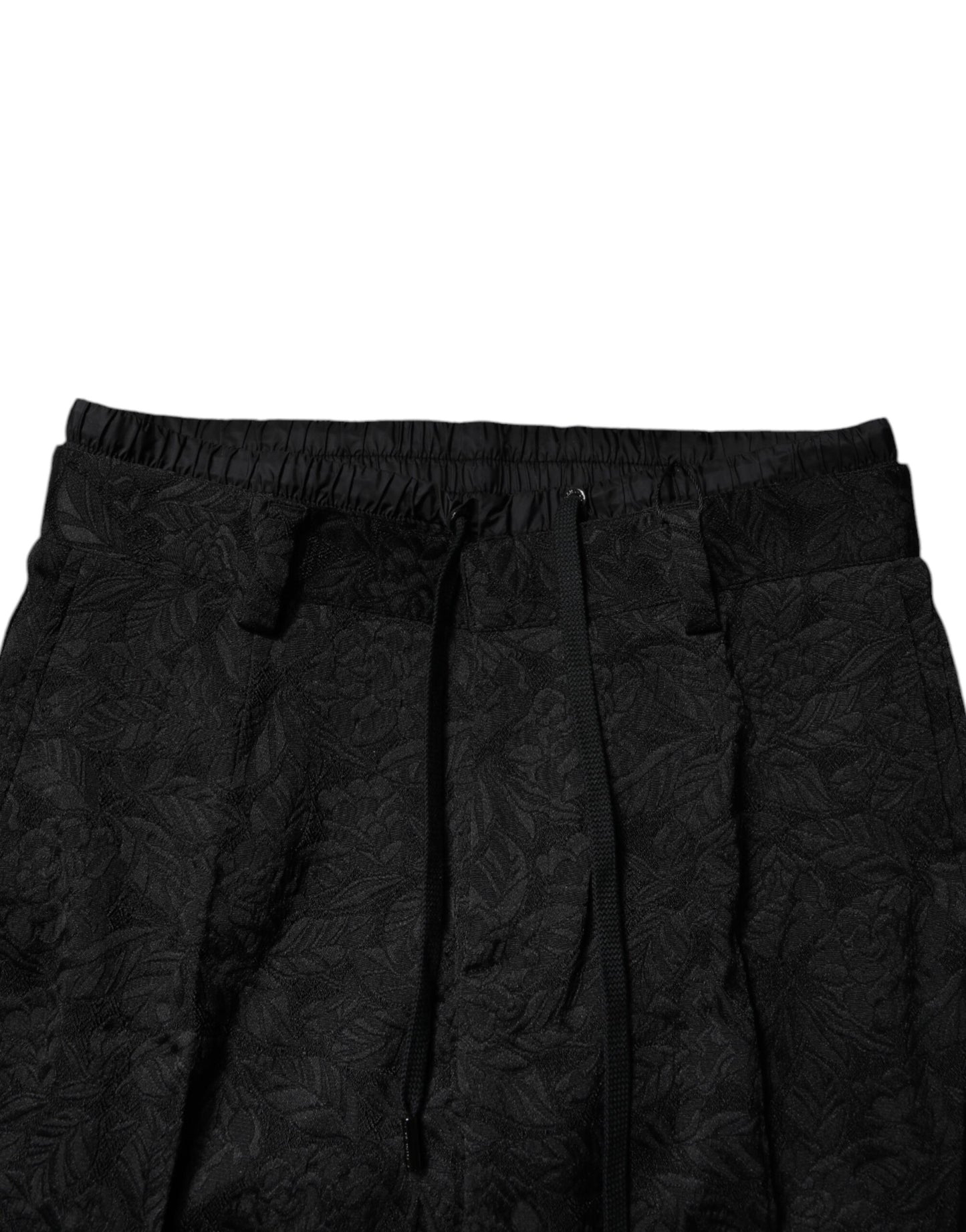 Dolce & Gabbana – Enge Anzughose aus Polyester in Schwarz mit Brokatmuster