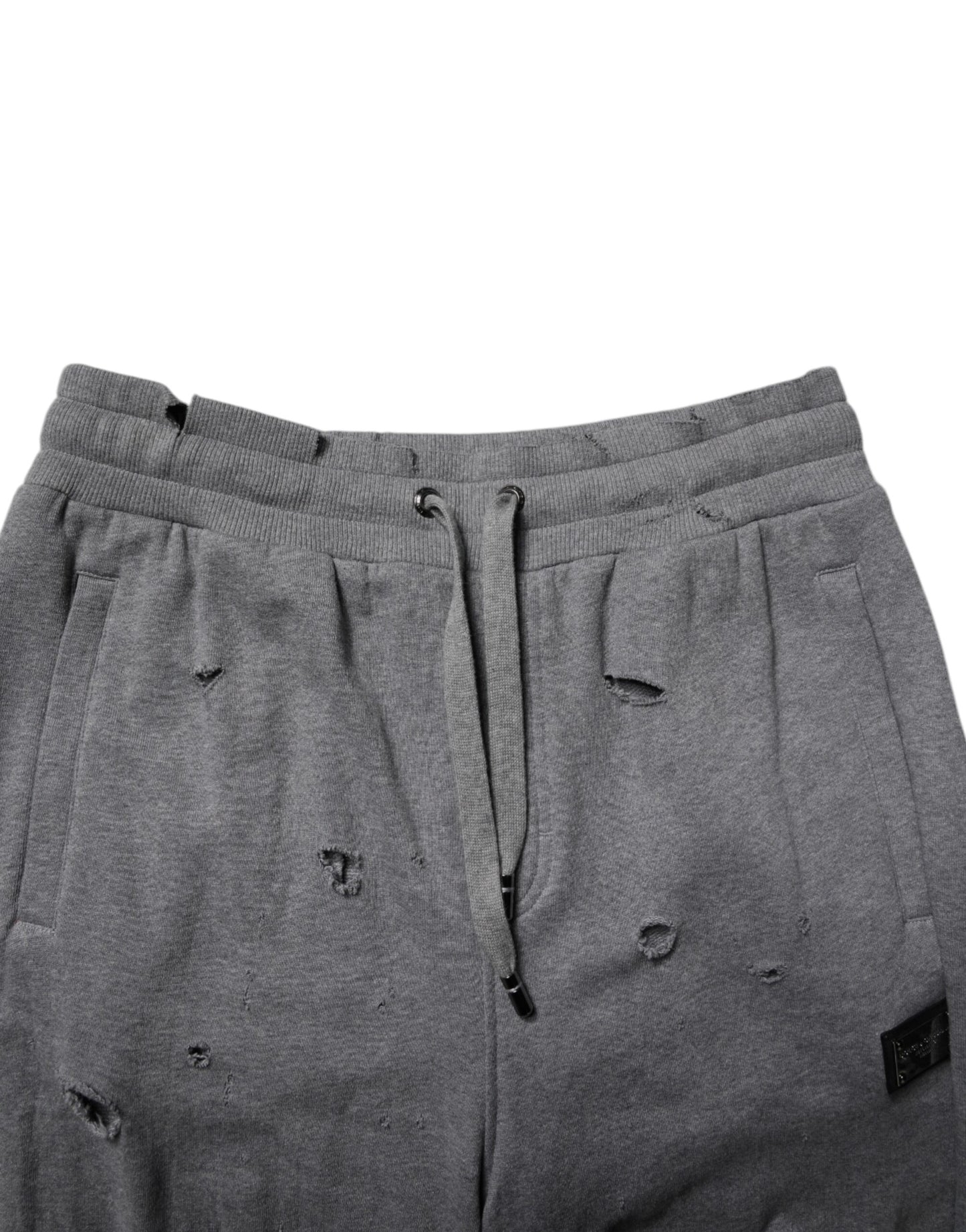 Dolce & Gabbana Graue, gerade Jogginghose aus Baumwolle im RipStyle-Stil
