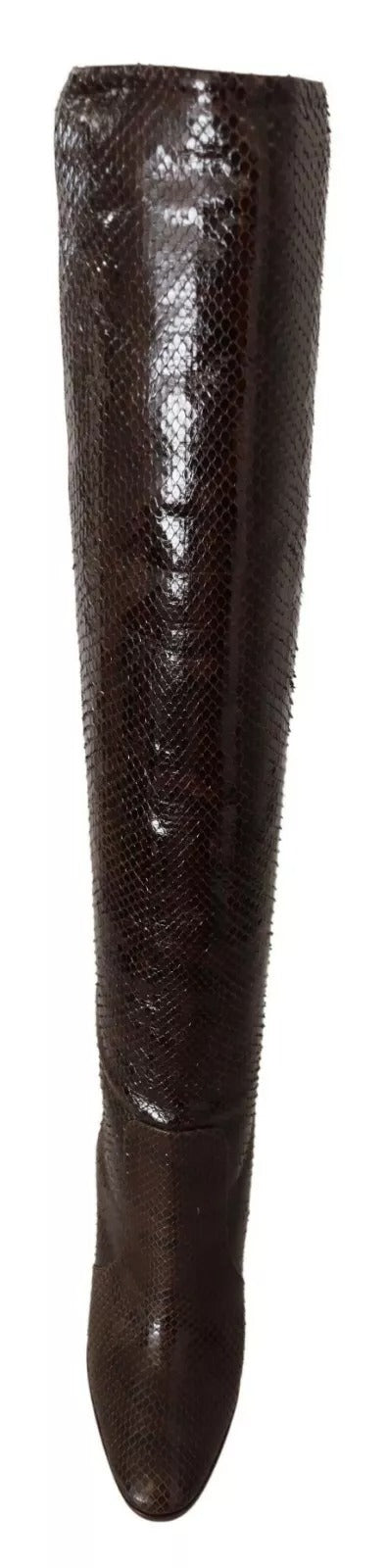 Dolce & Gabbana Braun Exotische Leder Heels Hohe Stiefel Schuhe