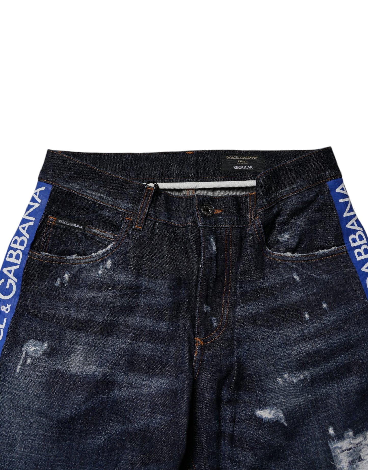 Dolce & Gabbana – Dunkelblaue Skinny-Jeans aus zerfetzter Baumwolle