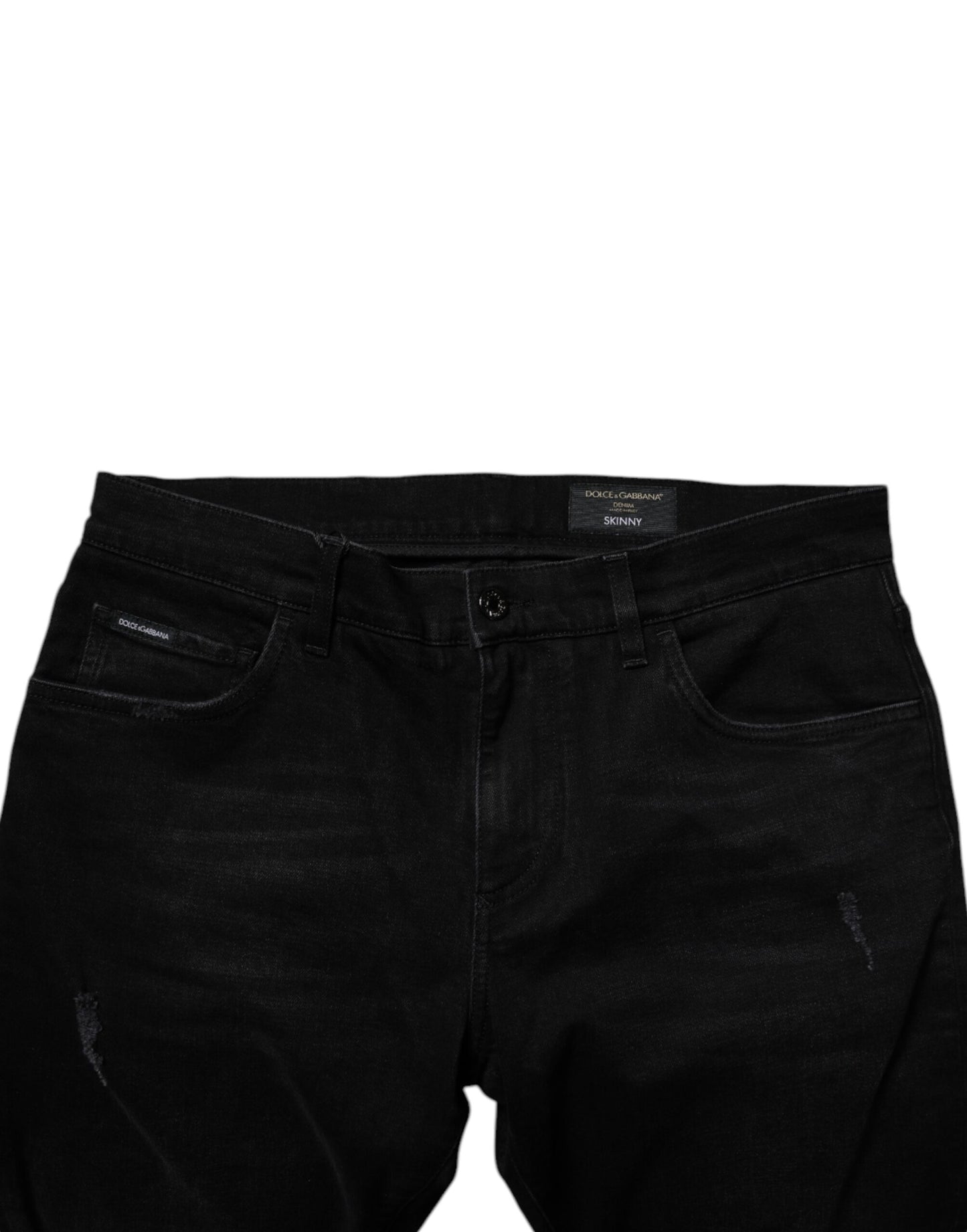 Dolce & Gabbana – Schwarze, zerfetzte Skinny-Jeans aus Baumwolle für Herren