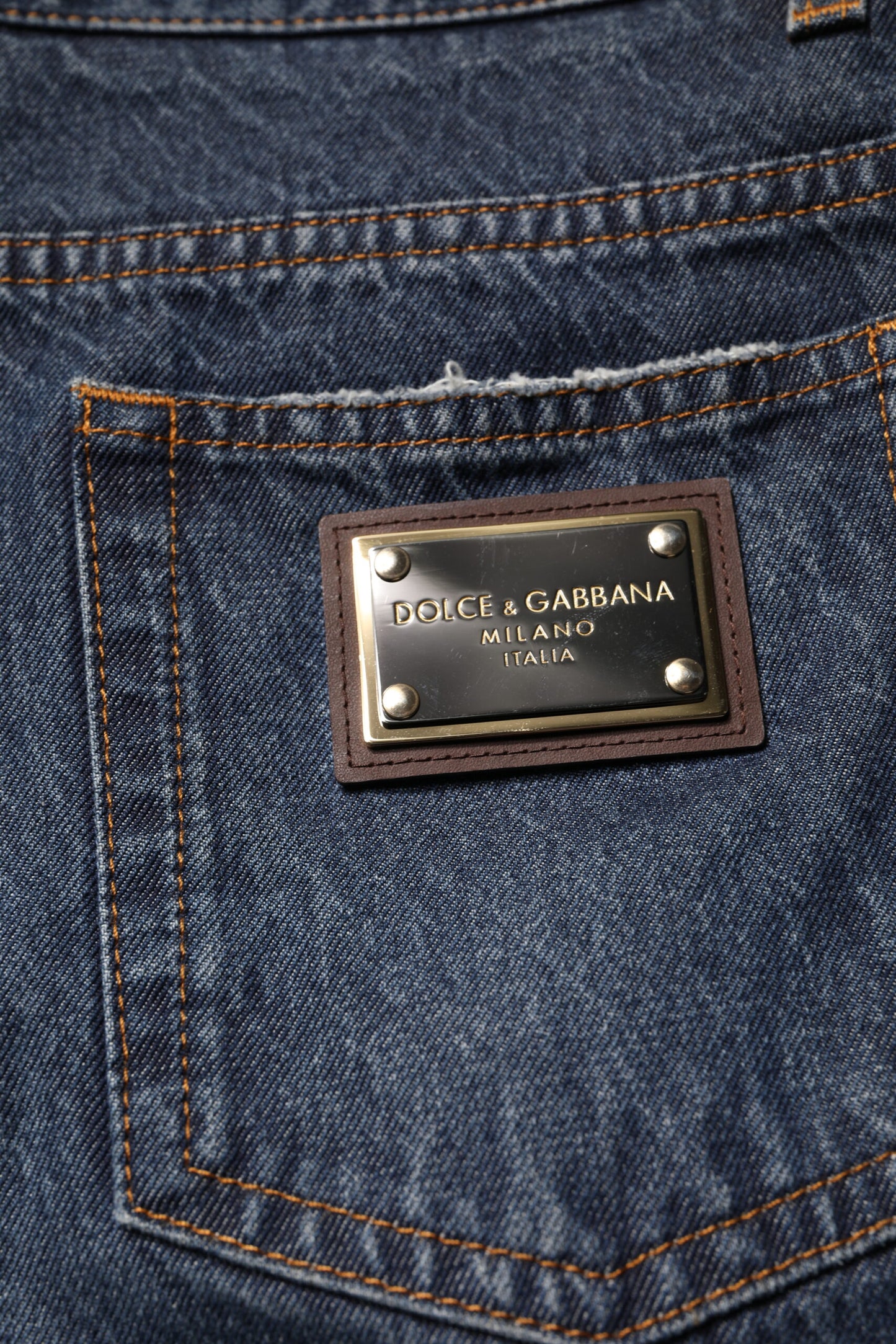 Dolce & Gabbana Beige Blau Blumenmuster Baumwolle Herren Jeans