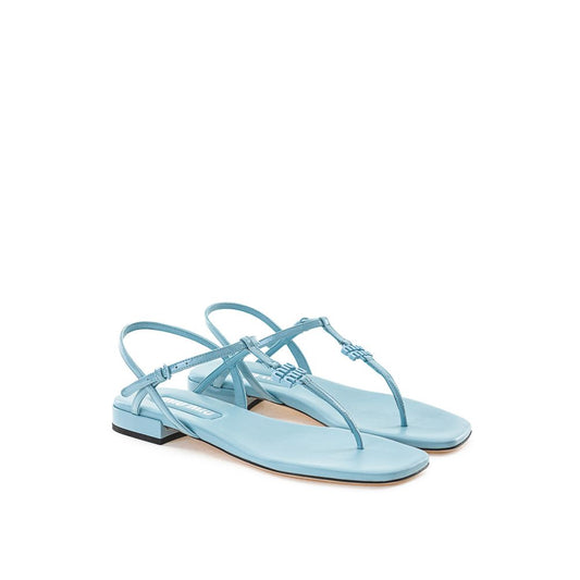 Miu Miu Zehentrenner-Sandalen aus blauem Lackleder