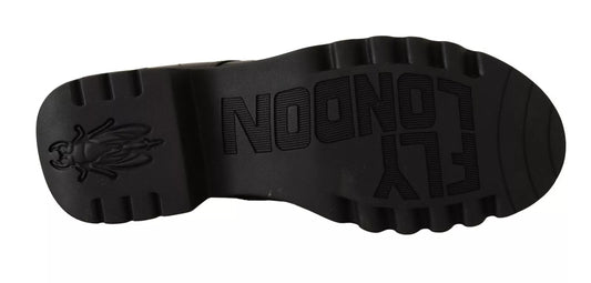 حذاء أكسفورد نسائي من FLY LONDON مصنوع من الجلد الأسود برباط منخفض من الأعلى