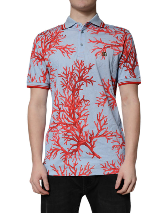 Dolce & Gabbana – Poloshirt aus hellblauer Koralle