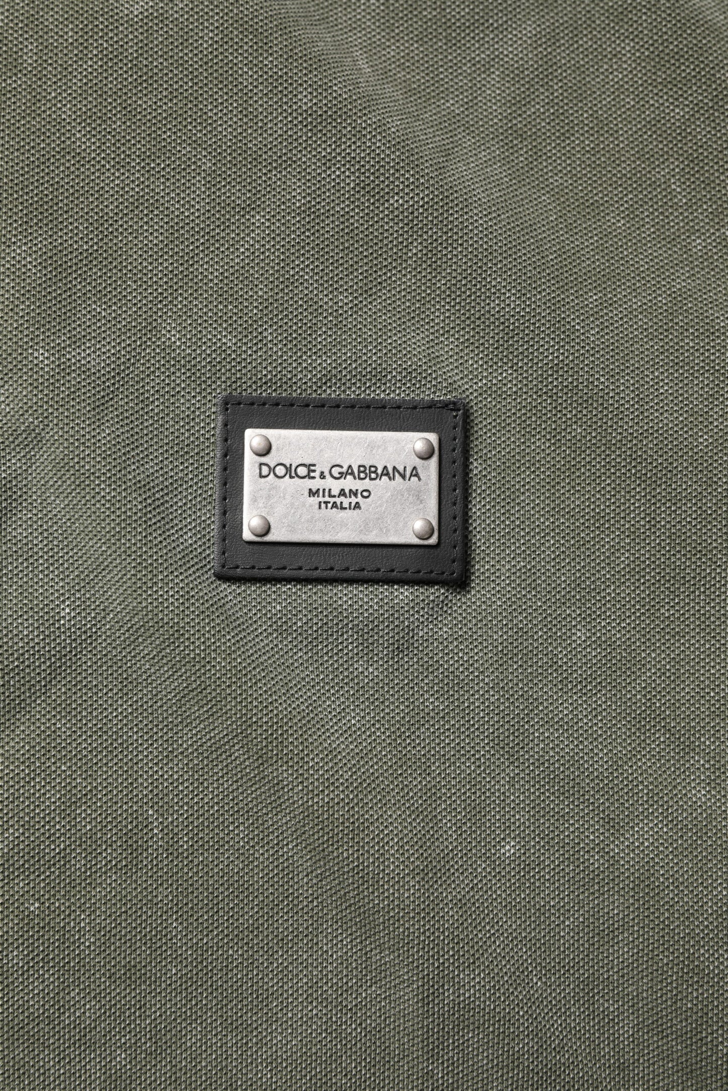 Dolce & Gabbana – Poloshirt aus Baumwolle mit Logo-Plakette in Armeegrün