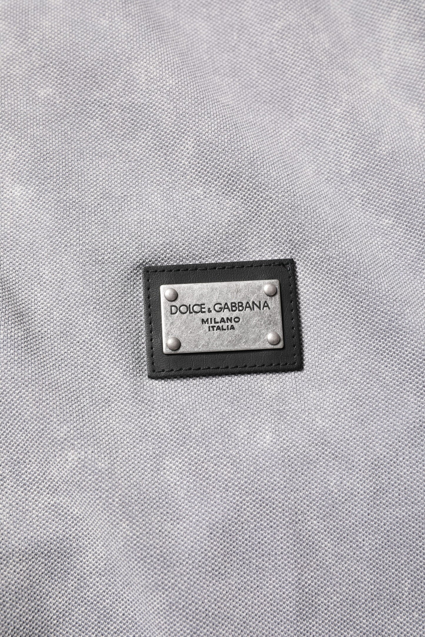 Dolce & Gabbana Graues Poloshirt aus Baumwolle mit Logo-Plakette für Herren