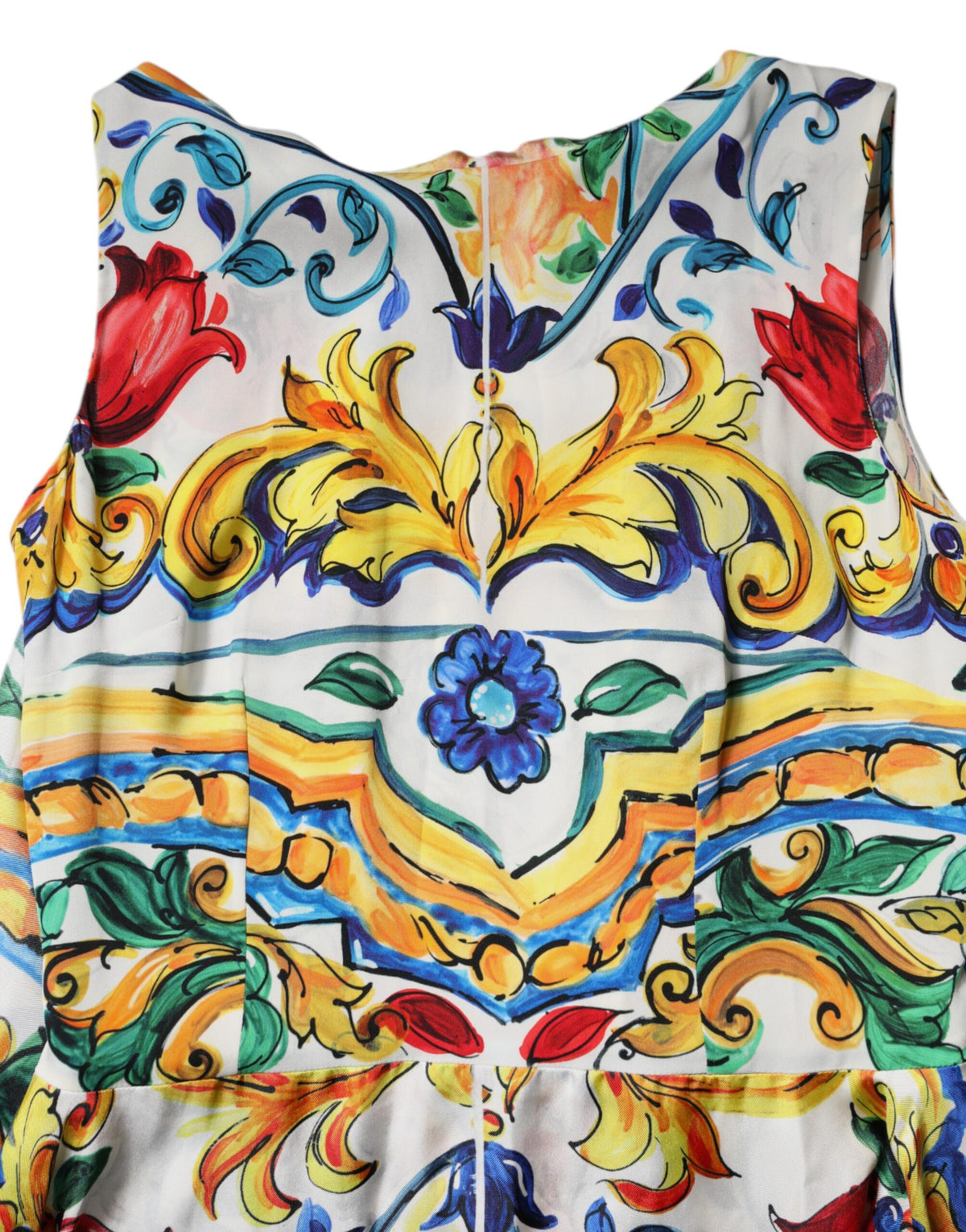 Dolce & Gabbana – Mehrfarbiges Majolika-Kaftan-Maxikleid mit kurzen Ärmeln