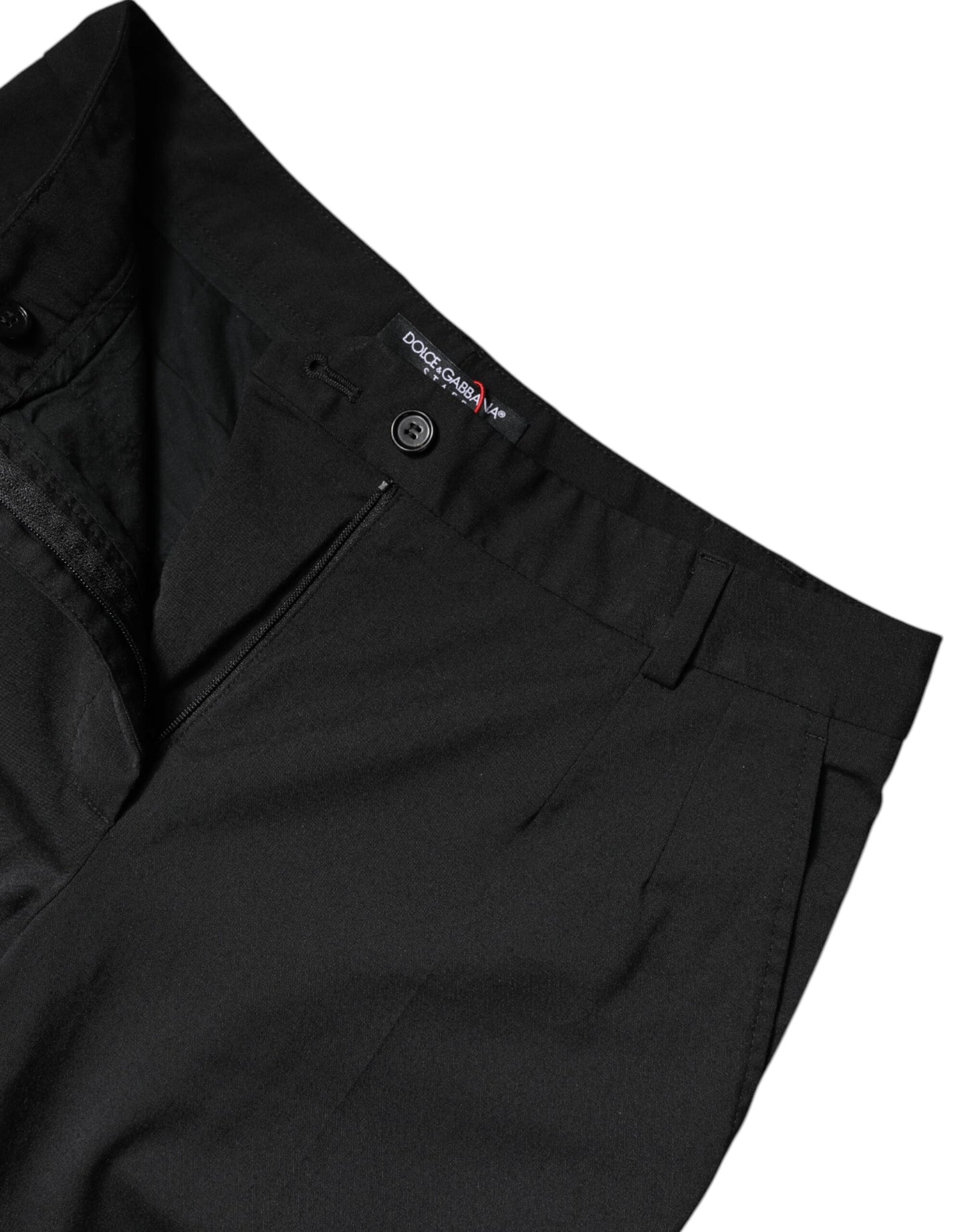 Dolce & Gabbana Schwarze, schmale Hose aus Polyester mit hoher Taille