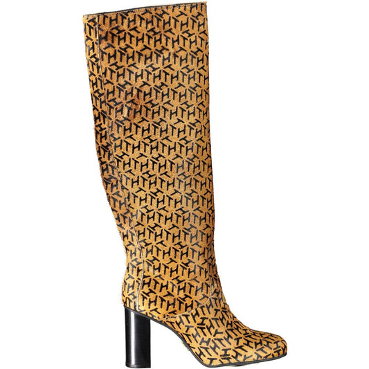 Tommy Hilfiger – Beigefarbene Lederstiefel für Damen