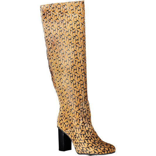 Tommy Hilfiger – Beigefarbene Lederstiefel für Damen