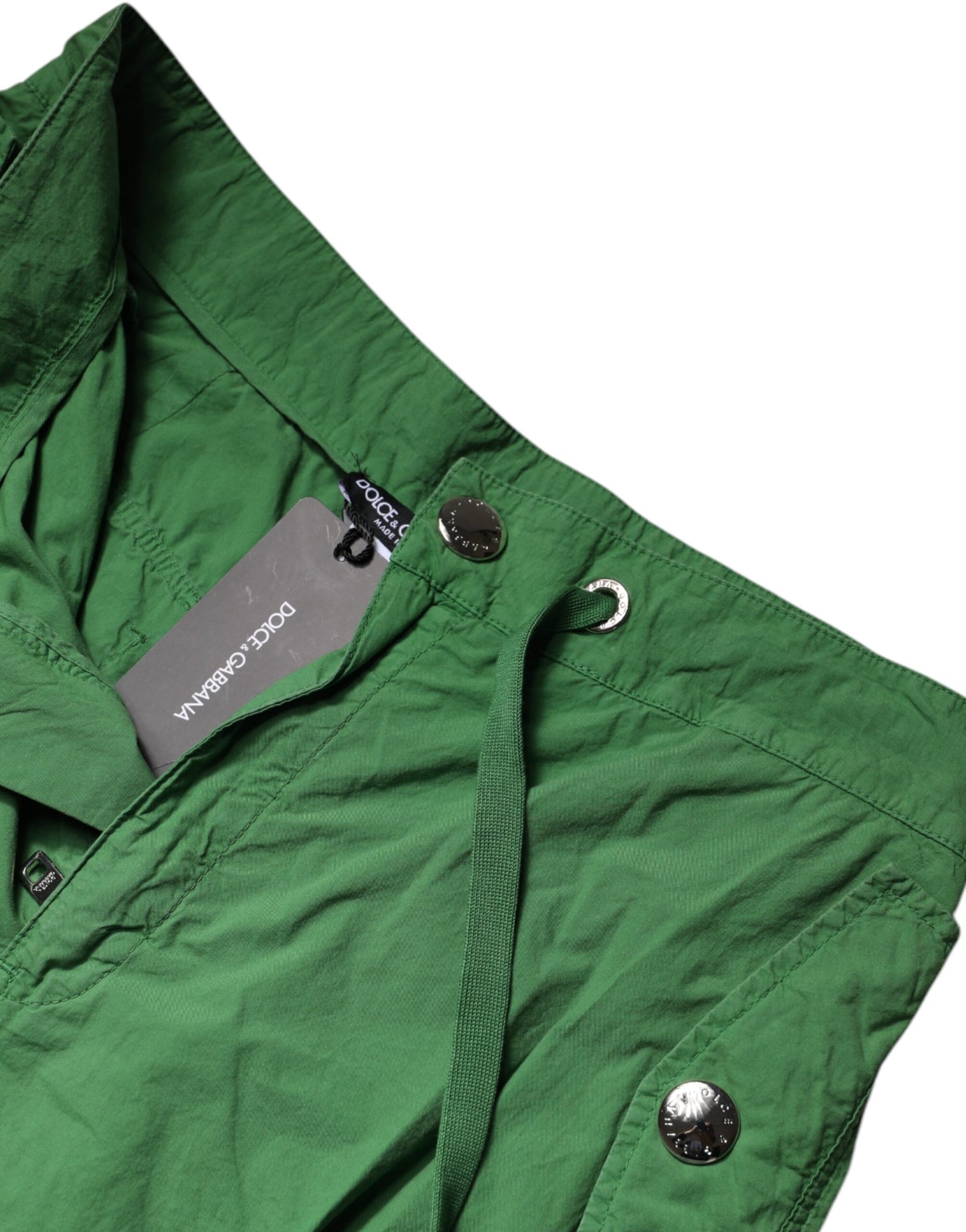 Dolce & Gabbana Grüne Cargohose aus Baumwolle mit hoher Taille