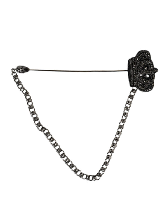 Dolce & Gabbana Silberfarbene Messing-Kronenkette für Damenbrosche und Anstecknadel