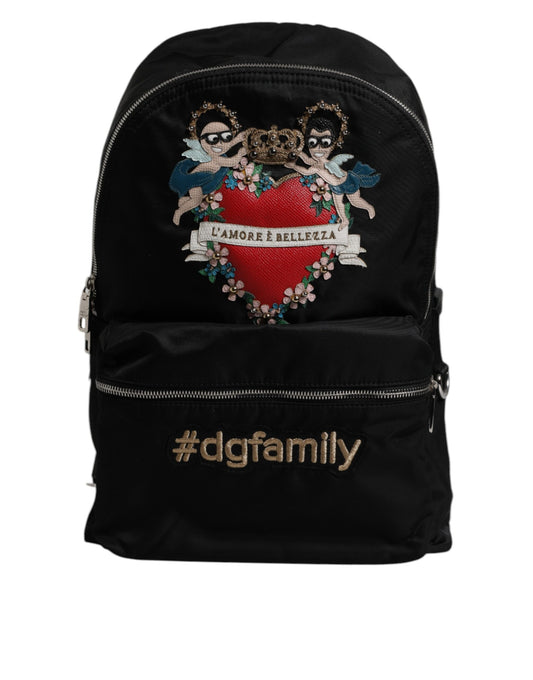 Dolce & Gabbana – Rucksack „VULCANO“ aus schwarzem Nylon #DGFAMILY mit Verzierung