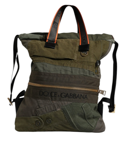 Dolce & Gabbana Militärgrüner Patchwork-Rucksack