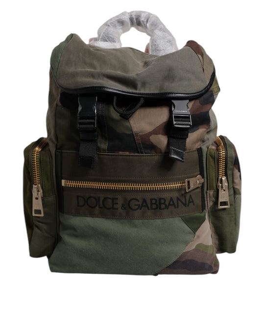 Dolce & Gabbana Militärgrüner Patchwork-Reiserucksack