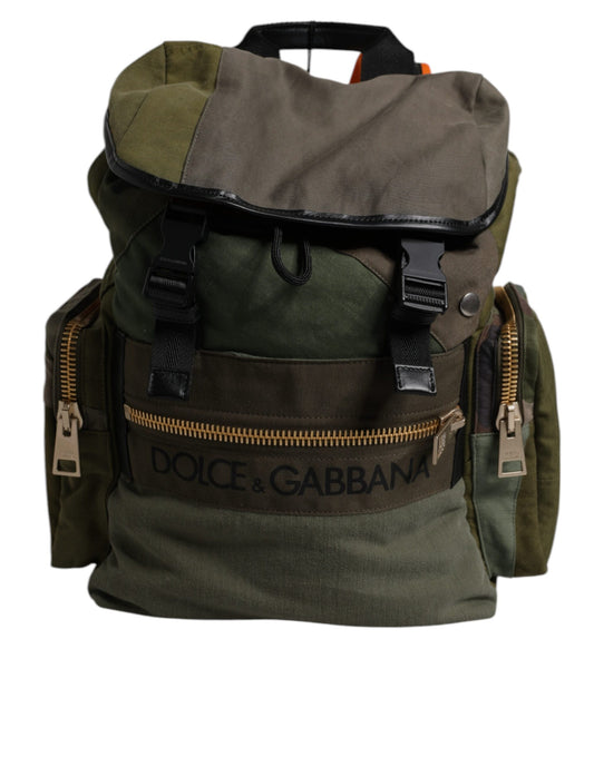 Dolce & Gabbana Militärgrüner Patchwork-Reiserucksack