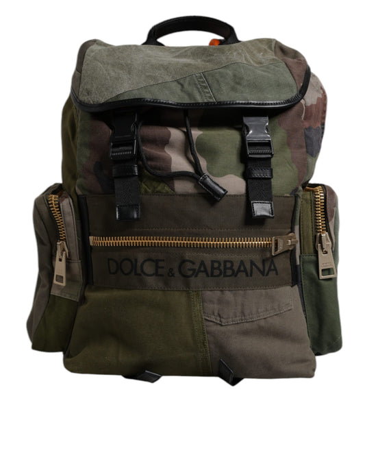 Dolce & Gabbana Militärgrüner Patchwork-Schulrucksack