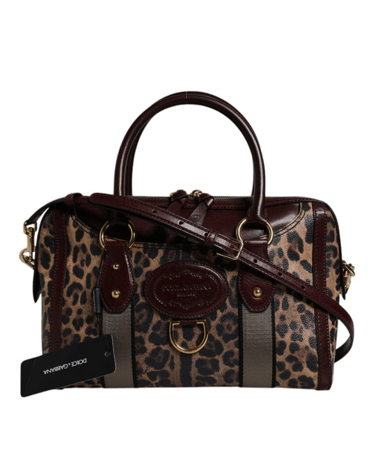 Dolce & Gabbana – Reisetasche aus braunem Leopardenleder mit Schultergurt