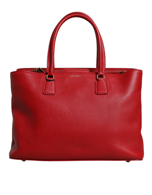Dolce & Gabbana – Rote Kalbsledertasche mit Logo-Schild und Henkel