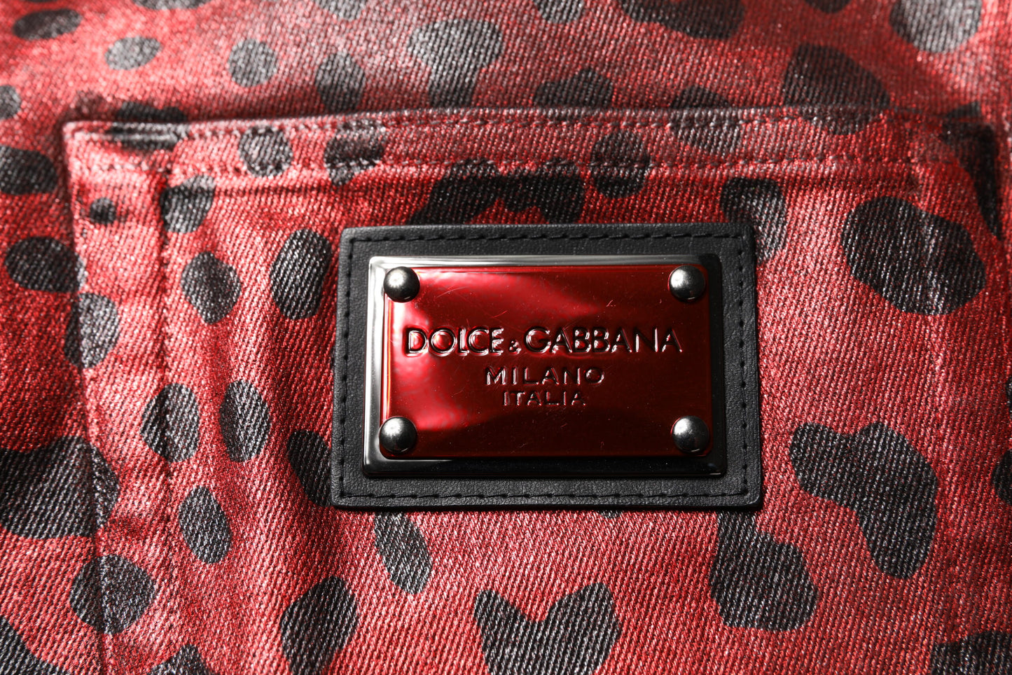 Dolce & Gabbana Rote, gerade geschnittene Jeans aus Baumwolle mit Leopardenmuster für Herren