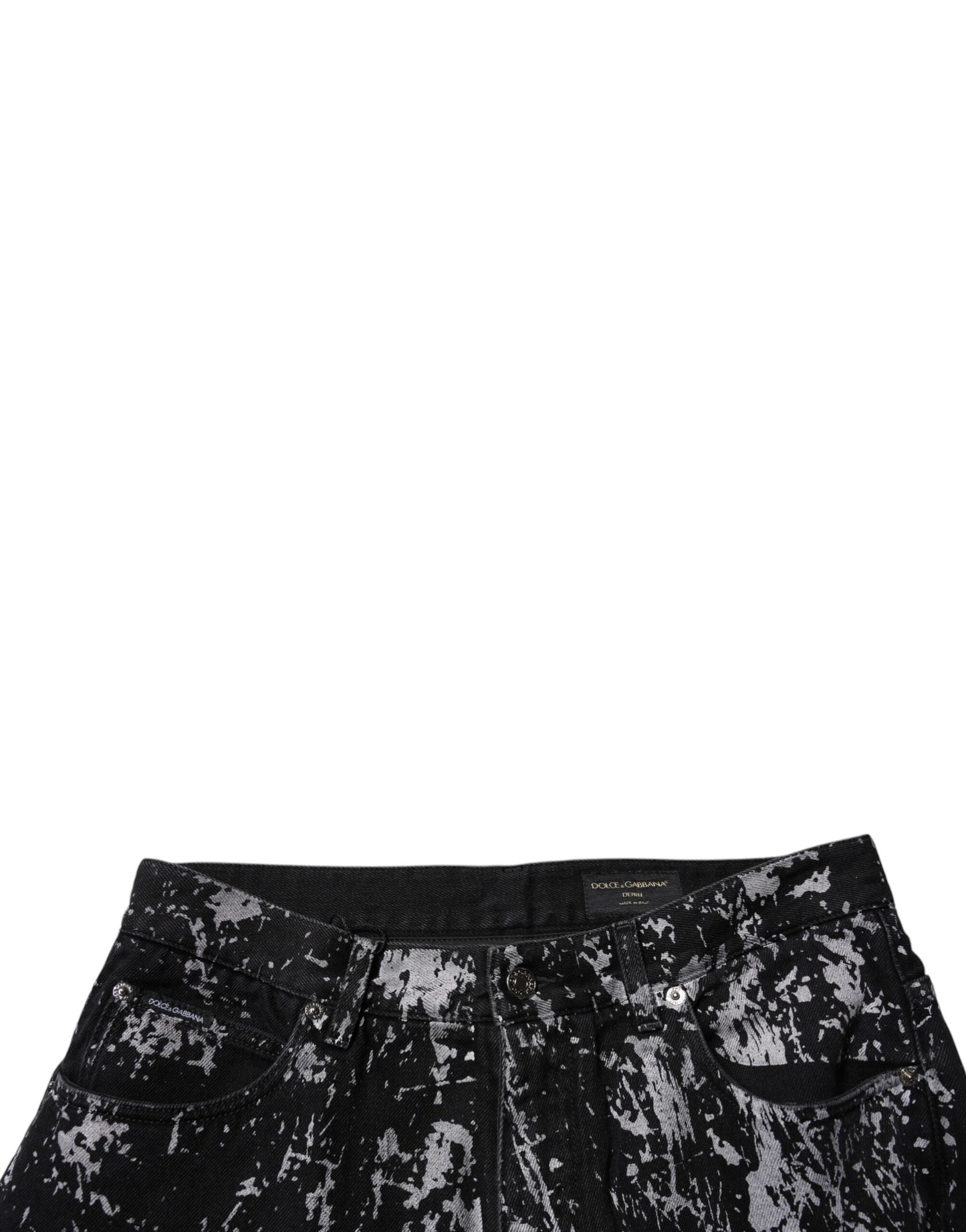 Dolce & Gabbana – Schwarze, gerade Jeans aus Baumwolle mit Batikmuster für Herren