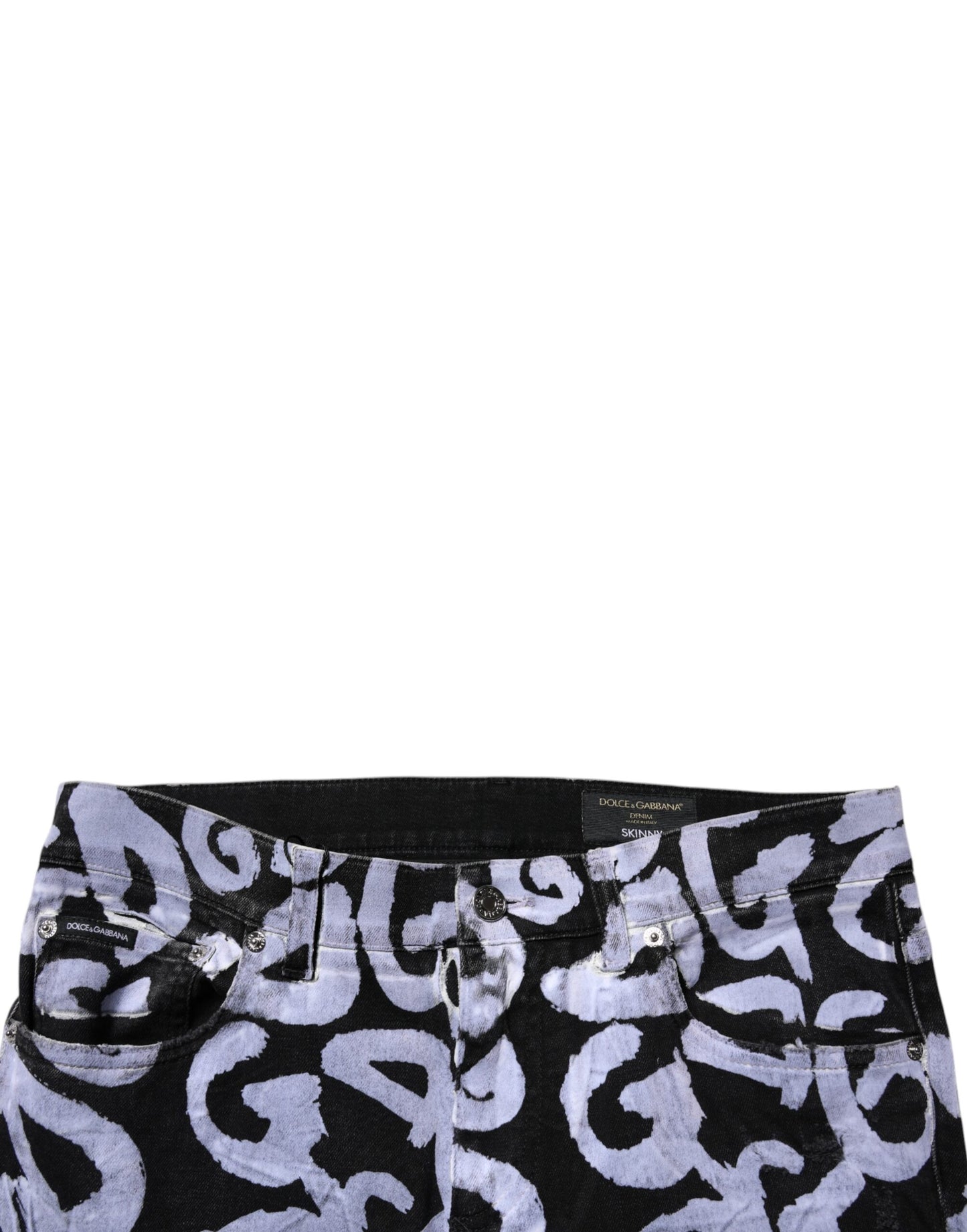 Dolce & Gabbana – Schwarze Skinny-Jeans aus Baumwolle mit Logo-Monogramm
