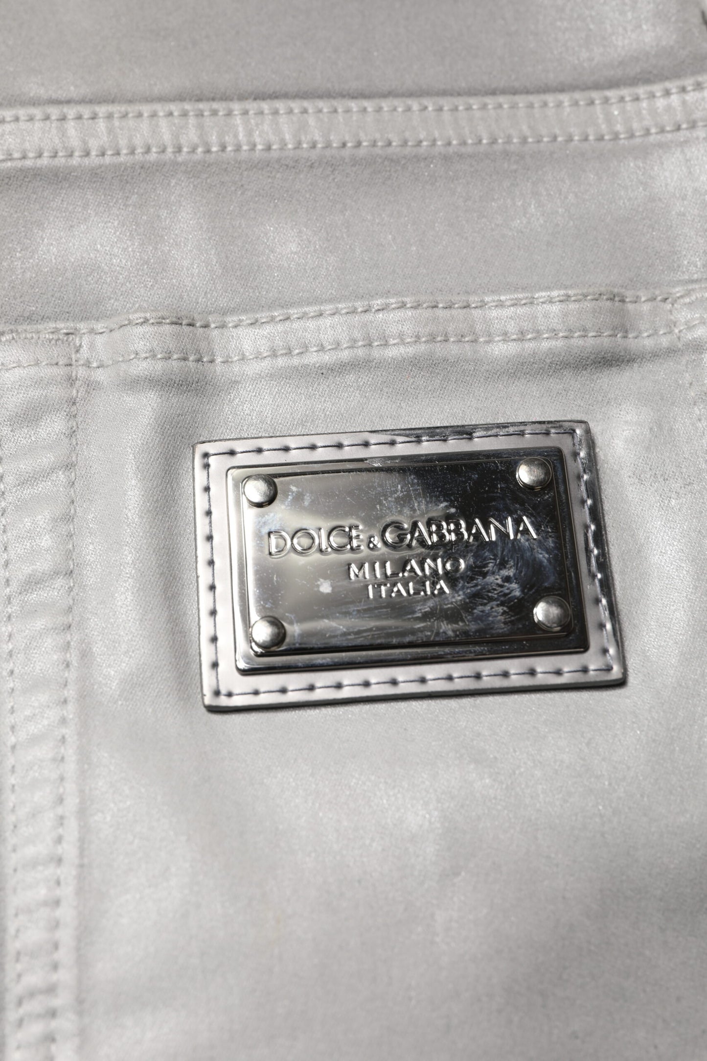 Dolce & Gabbana Graue Slim Fit Jeans aus Baumwollstretch für Herren