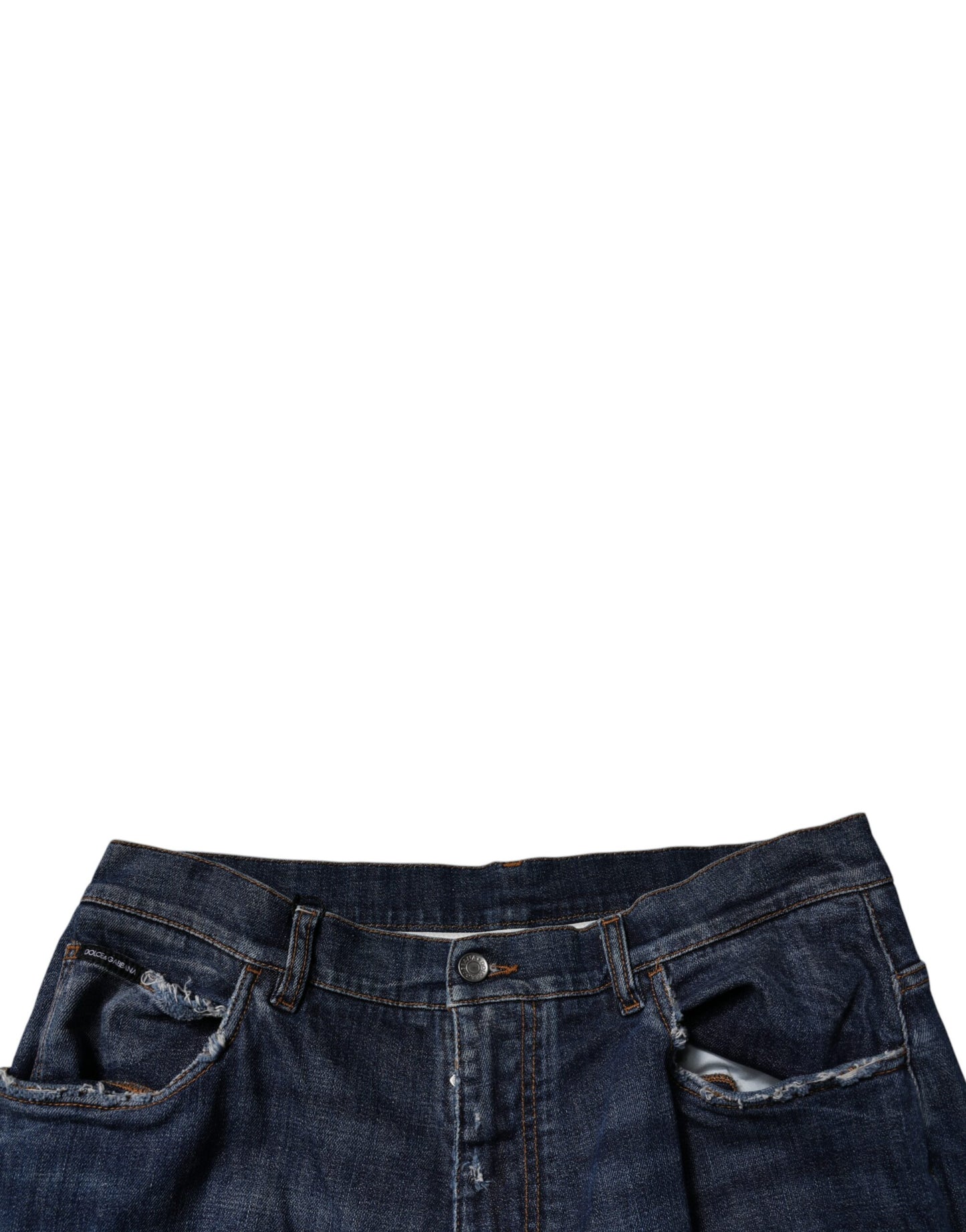 Dolce & Gabbana Dunkelblaue zerfetzte Jeans mit weitem Bein für Herren